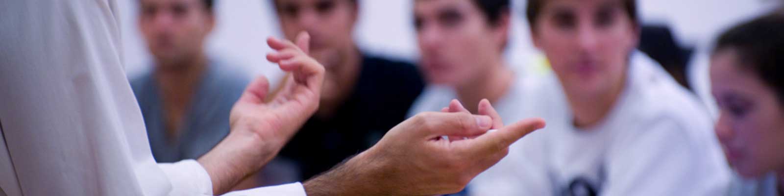 Close-up of the hands of a person talking