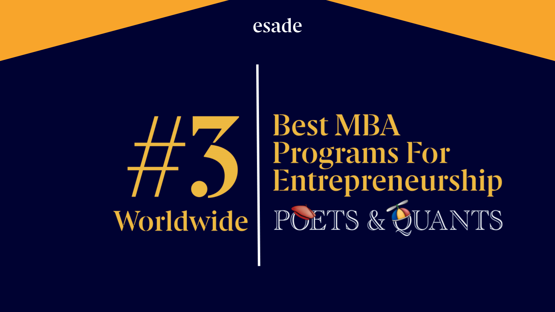 Esade MBA: #1 in Europe and #3 in the world for entrepreneurs according to Poets  & Quants - Esade